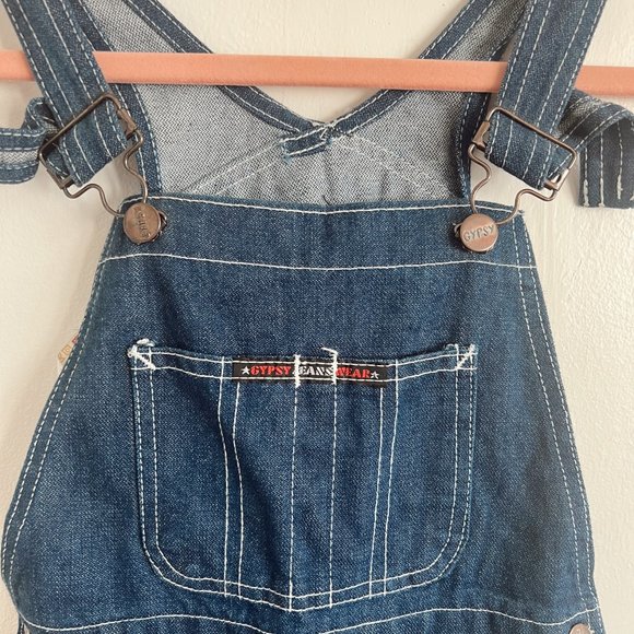 1970's Vintage Dark Wash Denim Overalls | Vintage 70s Clothing - Picture 3 of 5